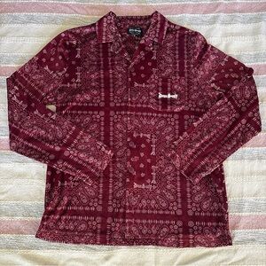 Snoop Dogg ~ Dogg Supply Shirt Long Sleeves Velvet Top Bandana Print ~Size Small